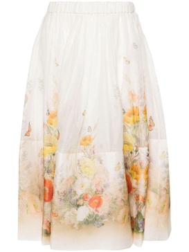 Tranquillity floral-print midi skirt