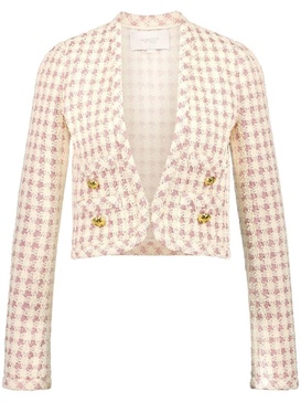 check-pattern tweed cropped jacket