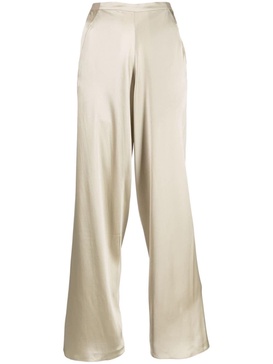 wide-leg silk trousers