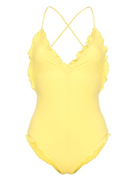 ruffle-detailing V-neck swimsuit 