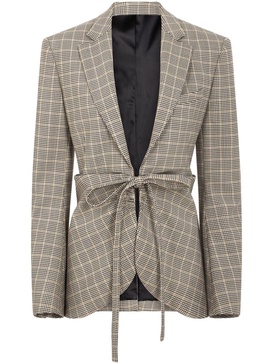 plaid check fitted jacket