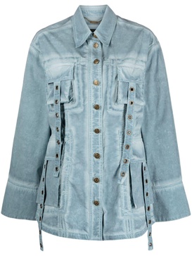 eyelet-embellished denim jacket