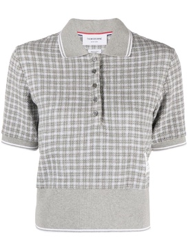 checked tweed polo shirt