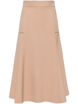 contrasting-stitch wool-blend midi skirt