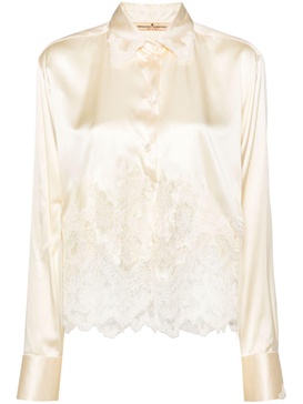 lace-panels satin shirt