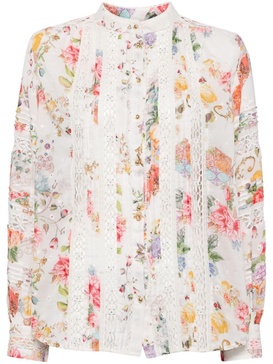 floral-print cotton blouse