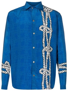 knot-print silk-satin shirt