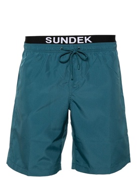 logo-patch layered swim shorts