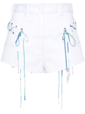 lace-up denim shorts