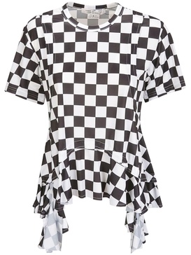 checked handkerchief-hem T-shirt