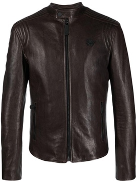 padded leather biker jacket