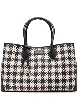 London houndstooth woven tote bag