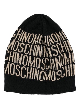 intarsia-logo fine-knit beanie