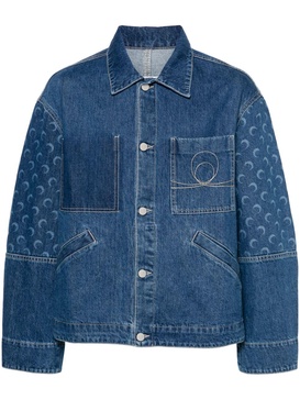 crescent moon-print denim jacket