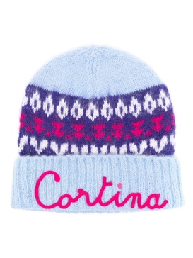 motif-embroidered fair-isle beanie