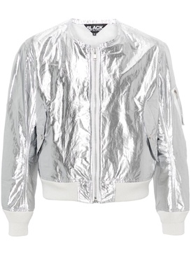 metallic-finish bomber jacket