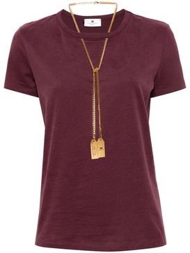 round-neck T-shirt with necklace