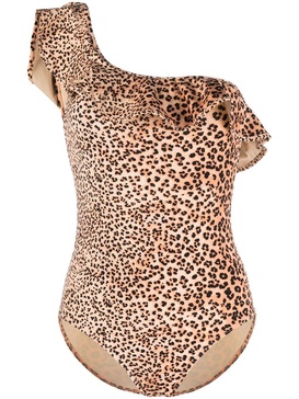 one-shoulder slow leopard swimsuit