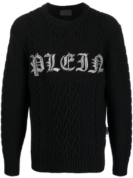 logo-print wool sweater