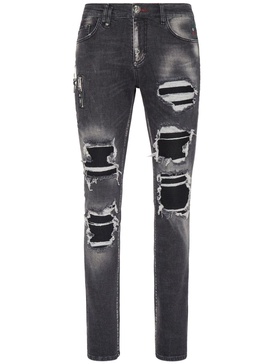 mid-rise ripped jeans