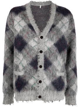 argyle-knit mohair wool-blend cardigan