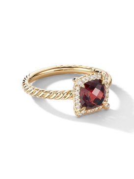 18kt yellow gold Petite Chatelaine garnet and diamond ring