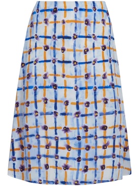 graphic-print silk midi skirt