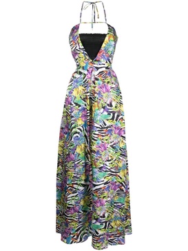 printed halterneck maxi dress