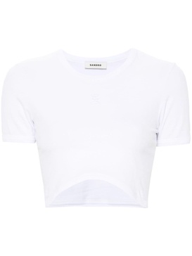 logo-embroidered cropped T-shirt