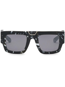 marble-effect square-frame sunglasses