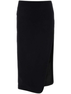 asymmetric-hem wool skirt