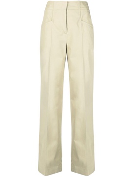 high-waisted straight cotton trousers