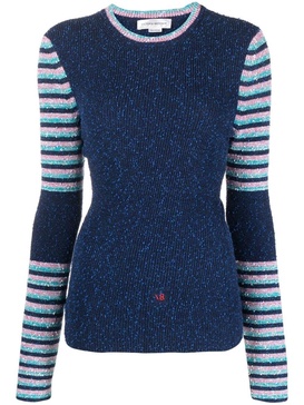 logo-embroidered striped jumper