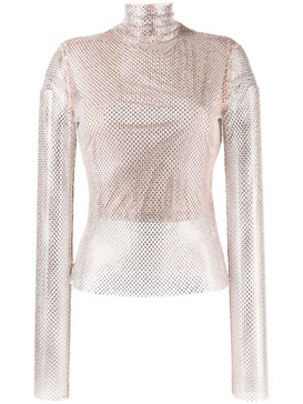 crystal-embellished mesh top