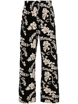 terry-cloth floral straight trousers