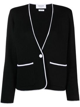 contrasting-trim collarless jacket