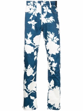 floral-print straight jeans