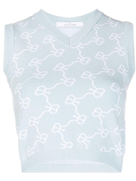 monogram-pattern cropped vest