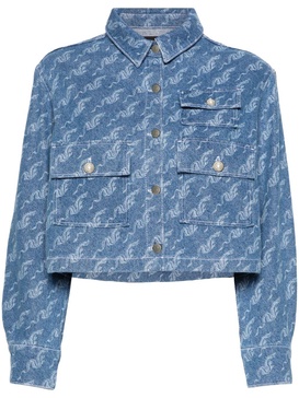 dragon-pattern denim shirt