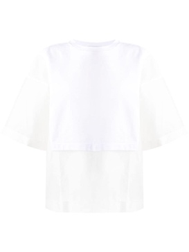 semi-sheer panelled cotton T-shirt