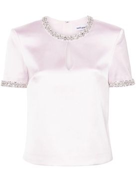 crystal-embellished satin blouse