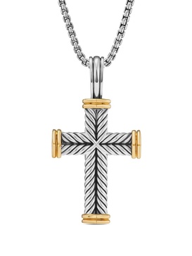 sterling silver and 18kt yellow gold Chevron Cross pendant