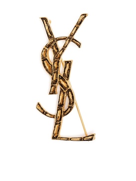 YSL logo-plaque brooch 