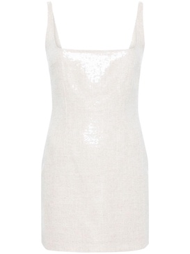 Neutral Sior Sequin-Embellished Mini Dress