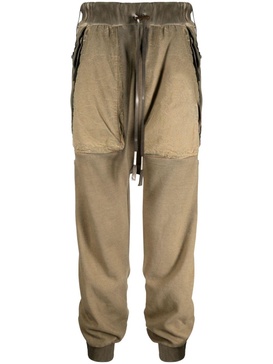 faded drop-crotch cotton track pants