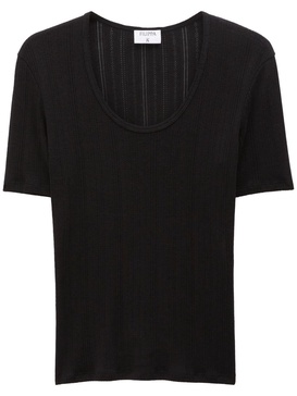 Pointelle fine-ribbed T-shirt