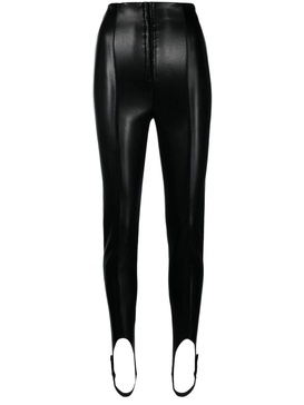 stirrup-cuffs faux leather leggings