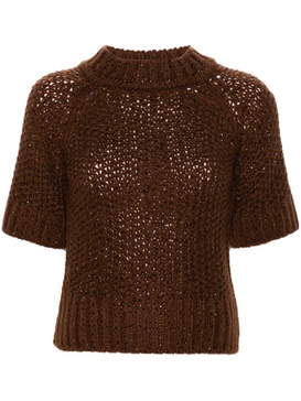 crystal-embellished mock-neck top