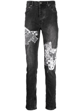 graphic-print skinny jeans