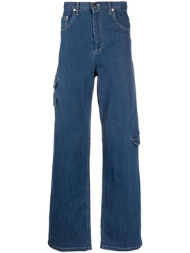 high-waist wide-leg cargo jeans